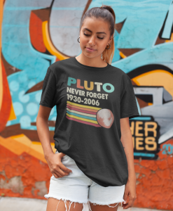 Never Forget Pluto Retro Style Funny Space Science T-shirt