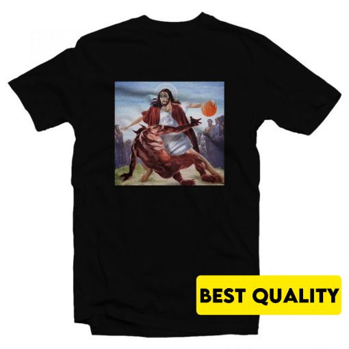 Jesus Crossing Up Satan Basketball T-Shirt