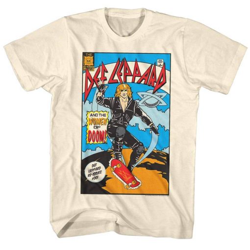 Def Leppard Comic Natural Adult T-Shirt