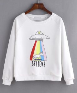 BELIEVE IN UFO AND UNICORN SWEATSHIRT S037
