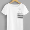 Casual Striped and Animal Regular Tee