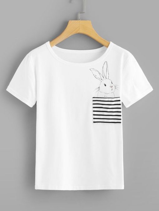 Casual Striped and Animal Regular Tee