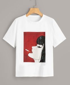 Figure Print Tee Whaite T-Shirt