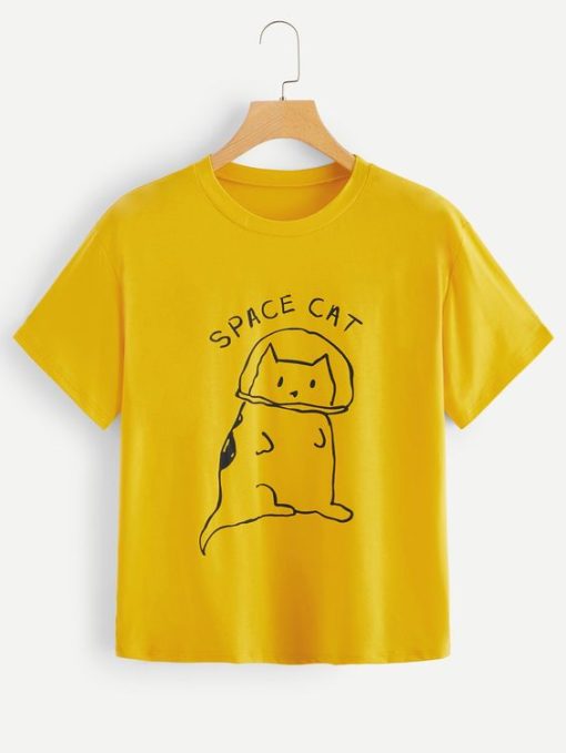 Letter And Cat Graphic Tee