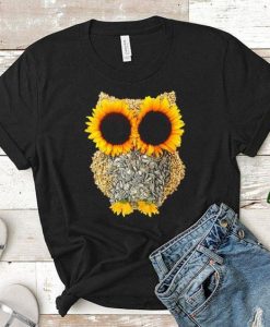 Owl made of sunflower seeds shirt