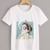 Smoking Girl Figure Print T-Shirt