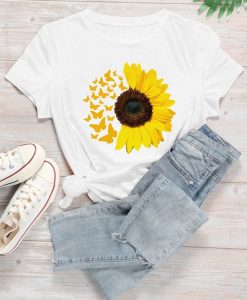 Butterfly And Sun Flower T-shirt