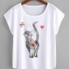 CAT PRINT LOOSE T-SHIRT G07