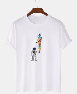 Mens Cartoon Astronaut Ice Cream Print T-Shirt