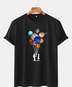 Mens Cotton Astronaut Colorful Planet Print T-shirt