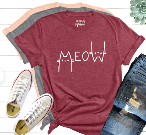 Meow Shirt for Cat Lover Funny Cat T-Shirt