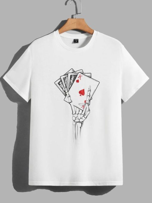 Playing Card And Skeleton Casual T-shirt