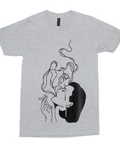 Smoking Girl Print T-shirt