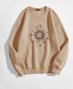 Abstract Sun And Moon Print Sweatshirt