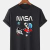 Astronout And Alien Nasa Print T-shirt