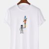 Astronout Ice Cream Cartoon Print T-shirt