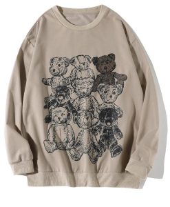 Bear Print Drop Shoulder Sweatshirt