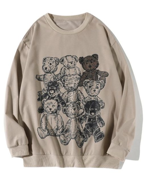 Bear Print Drop Shoulder Sweatshirt