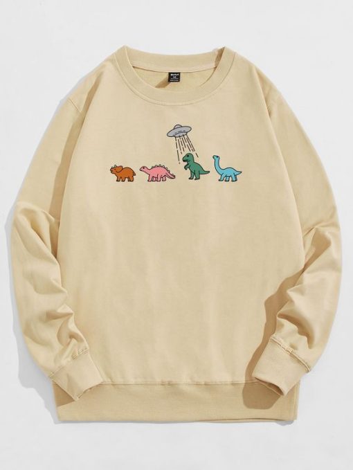 Cartoon Dinosaur Graphic Sweatshirt