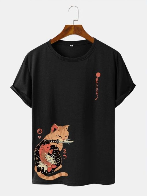 Cat Fish Samurai T-shirt