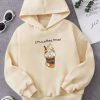 Coffee Time Girls Cartoon & Slogan Graphic Hoodie