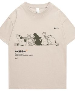 Japanese Kanji Harajuku Funny Cat T-Shirt