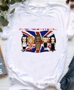 Spice Girl Band Cartoon Printing T-shirt