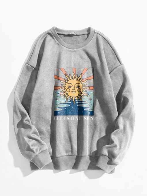 Sun & Letter Graphic Sweatshirt