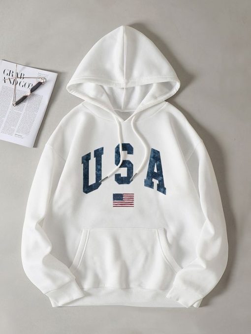 USA Letter And Flag Hoodie