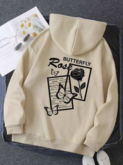 Butterfly And Rose Hoodie