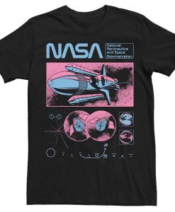 Men's NASA Pink Blue Shuttle Poster Collage Tee