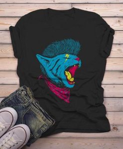 Men's Grunge T Shirt Cat Shirt Punk Rock