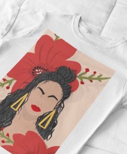 Red Flower And Women T-shirt